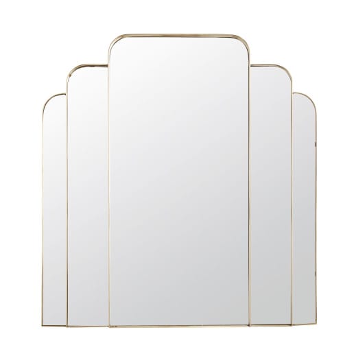 Fünfteiliger Spiegel in Bogenform mit goldfarbenem Metallrahmen, 84x90cm