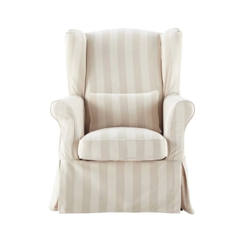 En general También raya Funda de sillón a rayas de algodón beige Cottage | Maisons du Monde