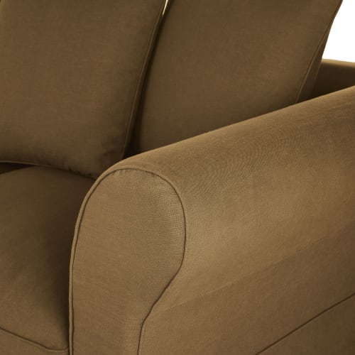 Funda para sofá cama de 3/4 plazas (colchón de 12 cm) de lino arrugado  marrón café Roma | Maisons du Monde