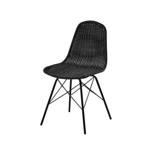 Business Garden | Garden chair in steel and black resin wicker - RH61949