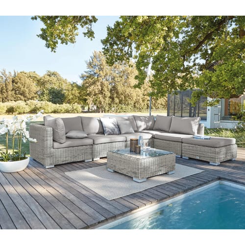 Garden low sofa in grey resin wicker Cape Town | Maisons du Monde