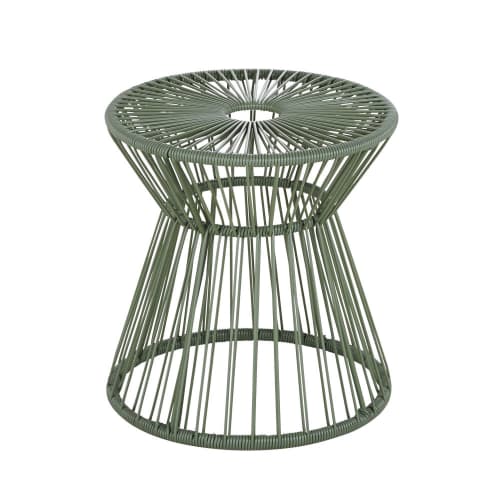 Outdoor collection Outdoor coffee tables | Garden side table in khaki resin and black metal - JM12358