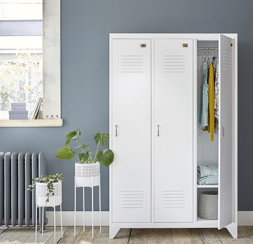 Maak een naam Pessimistisch Retoucheren Garderobekast, model locker, wit metaal, breedte 115 cm Loft | Maisons du  Monde