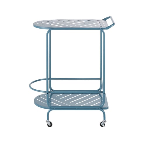 Möbel Kücheninseln und Serviertische | Garten-Serviertisch mit Rollen aus Metall, entenblau - RS46912
