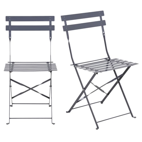 Garten Gartenstühle | Gartenklappstühle aus anthrazitgrauem Stahl (Set aus 2) - VT43692