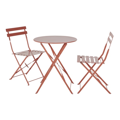Garten Gartenstühle | Gartenklappstühle aus terrakottafarbenem Stahl (Set aus 2) - DL56878