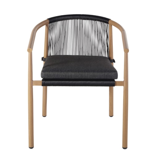 Gartensessel aus anthrazitgrauem Harz und Holz-Imitation Okavango