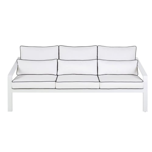 Gartensofa Aus Aluminium Mit Weissen Kissen Hotel Maisons Du Monde