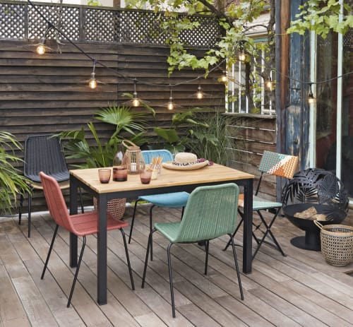 Garten Gartenstühle | Gartenstuhl aus Kunstharz und Metall, khakigrün und schwarz - XV67961