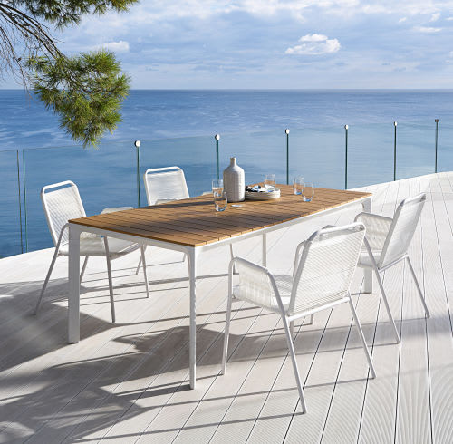 Gartentisch aus weißem Aluminium für 6/8 Personen L200 Fuji | Maisons