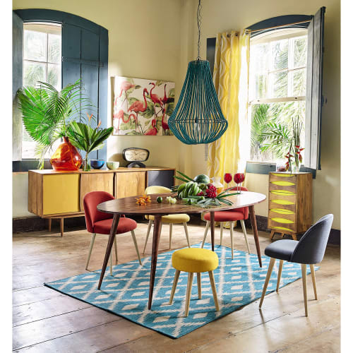 Gelber Stuhl Im Vintage Stil Und Massivbirke Mauricette
