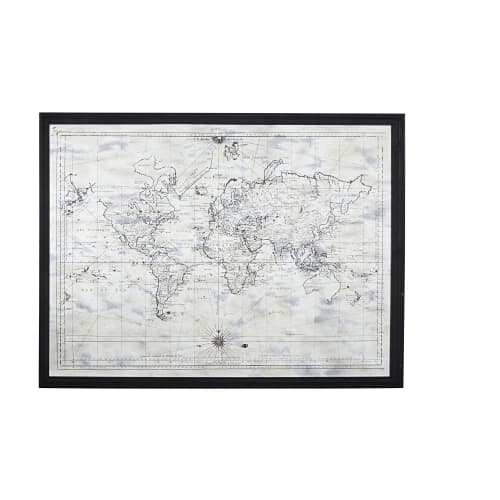Dekoration Schilder und Buchstaben | Gemälde aus Glas mit aufgedruckter Weltkarte, 121x91cm - JW80538