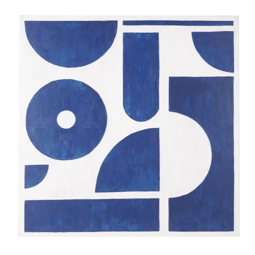 Dekoration Bilder | Gemaltes Leinwandbild, blau und weiß, 130x130cm - UF17892
