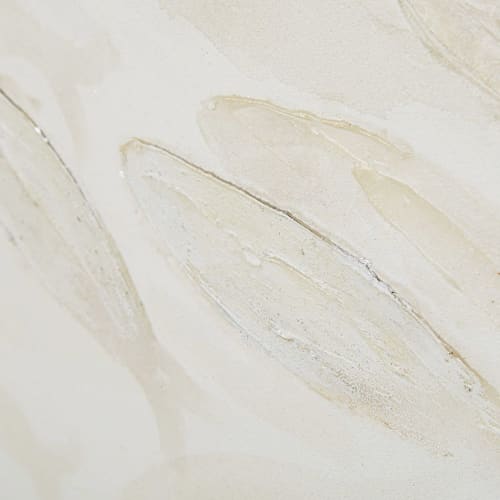 Dekoration Bilder | Gemaltes Leinwandbild, Fischschwarm, weiß und beige, 142x72cm - EQ00105