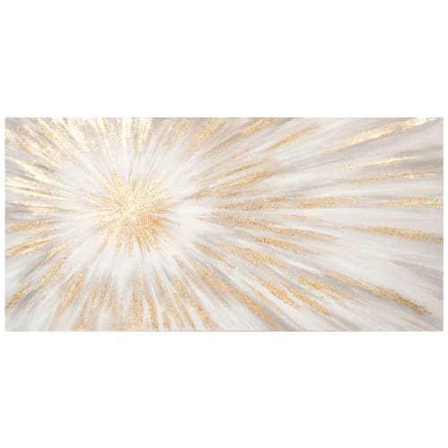 Dekoration Bilder | Gemaltes Leinwandbild, grau, beige und goldfarben, 120x60cm - IW70000