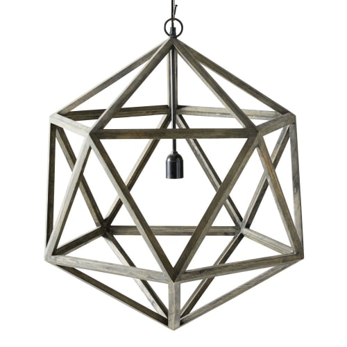 Business Lampen und dekorationsgegenstände | Geometrische Hängelampe aus Mangoholz - OA69375
