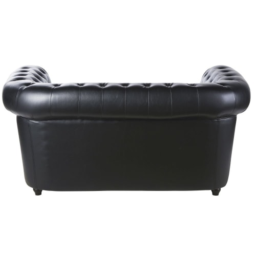 Sofas und sessel Gerade Sofas | Gepolstertes 2-Sitzer-Sofa aus Kunstleder, schwarz - XQ23974