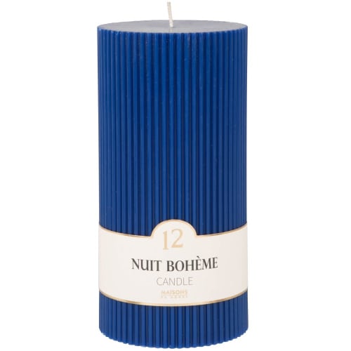 Dekoration Kerzen und Teelichter | Geriffelte Duftkerze, blau, H18cm - NF31821