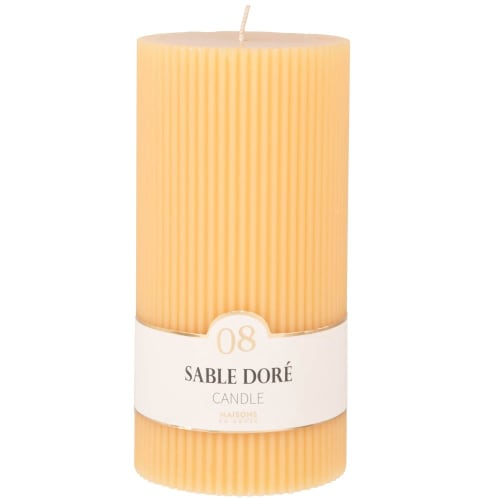 Dekoration Kerzen und Teelichter | Geriffelte Duftkerze, gelb, H18cm - MC62530