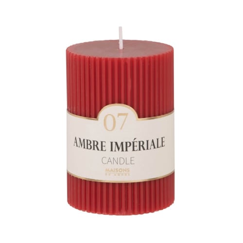 Dekoration Kerzen und Teelichter | Geriffelte Duftkerze, rot, H10cm - KT21018