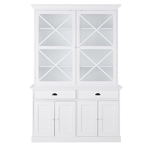 Möbel Geschirrschränke | Geschirrschrank mit 4 Türen und 2 Schubladen, weiß - LQ88230