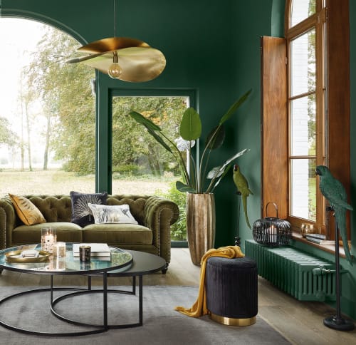 Sofas und sessel Gerade Sofas | Gestepptes 3/4-Sitzer-Sofa mit grünem Baumwollsamtbezug - KZ68139