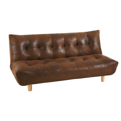 Sofas und sessel Klick-Klack | Gestepptes 3-Sitzer-Sofa Clic-Clac mit braunem Microsuede-Bezug - EM82514