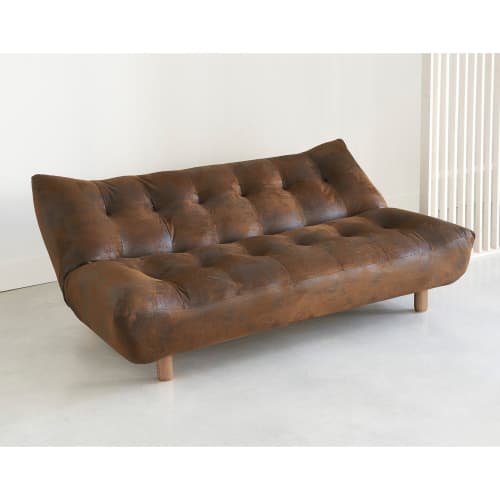Sofas und sessel Klick-Klack | Gestepptes 3-Sitzer-Sofa Clic-Clac mit braunem Microsuede-Bezug - EM82514