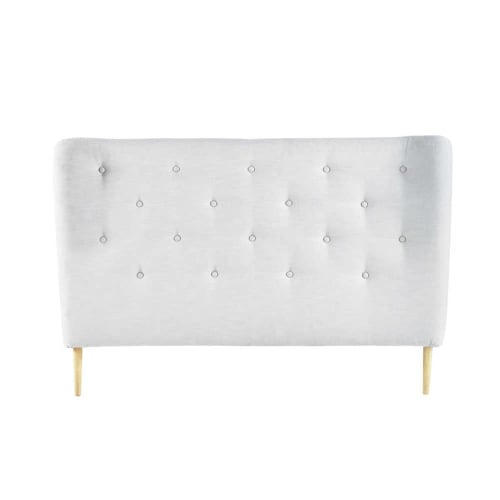 Gestepptes Bett Kopfteil Im Vintage Stil Aus Stoff B140 Cm Grau