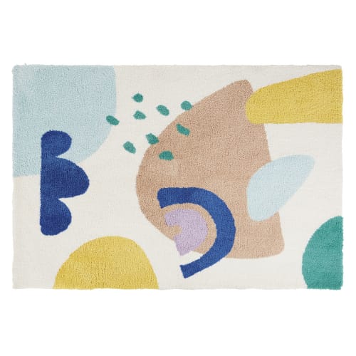 Kids Teppiche für Kinder | Getufteter Teppich mit bunten Formen in Blau, Grün und Orange - MS45479