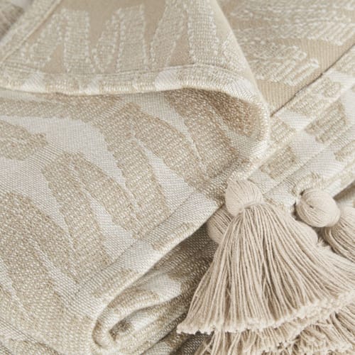 Textil Decken und Bettüberwürfe | Gewebte Jacquard-Decke aus Baumwolle mit Druckmotiv - BT24982