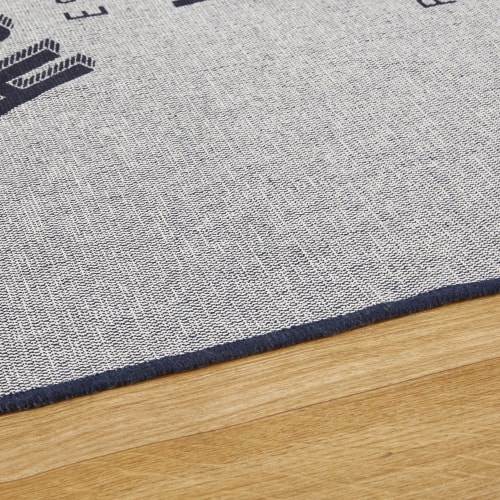 Textil Teppiche | Gewebter Baumwollteppich, blau und beige, bedruckt 140x200 - KF84053