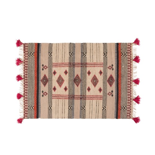 Gewebter Teppich Aus Jute Und Baumwolle Mit Grafischen Motiven