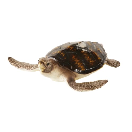 Glanzend bruin en beige beeld van schildpad L47