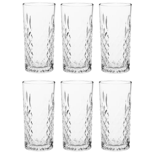 Glas met handvat van geslepen glas - Set van 6