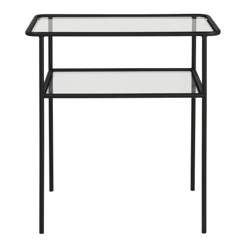 Glass and black metal multi-level side table