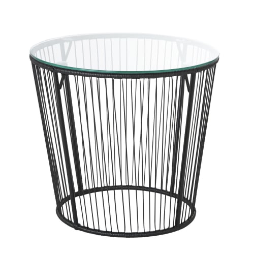 Glass And Black Wire Side Table Malabata Maisons Du Monde