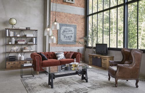 industrial style glass coffee table