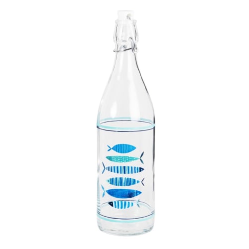 Vet Woedend Opgetild Glazen fles met blauwe vissen 1 l | Maisons du Monde