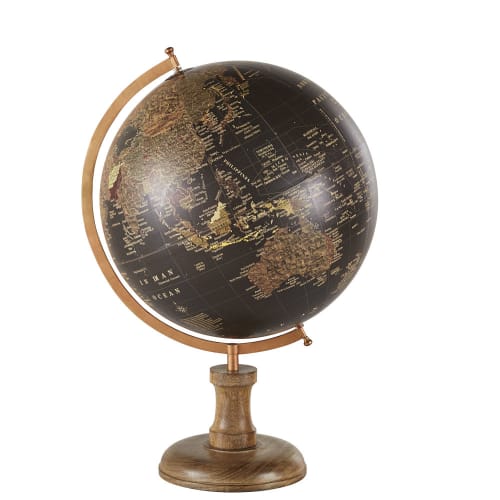 Déco Globes | Globe terrestre carte du monde noir - PZ68373