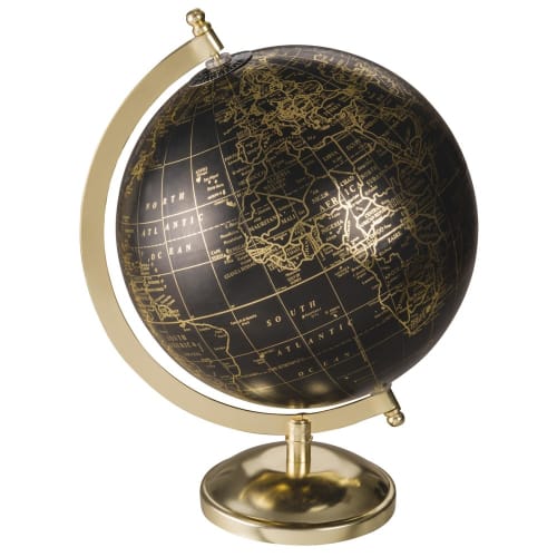 Sharplace 14cm Globe Terrestre en Métal Carte Monde Géographique Globe Ornement de Bureau Argent 