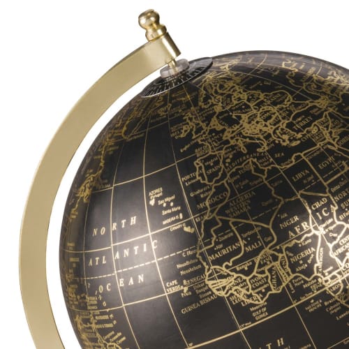 HelloCreate Globe en verre rond Motif carte du monde Doré 
