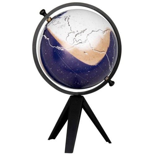 Dekoration Globen | Globus mit Weltkarte auf einem Dreibein-Ständer aus schwarzem Metall - ZY27123