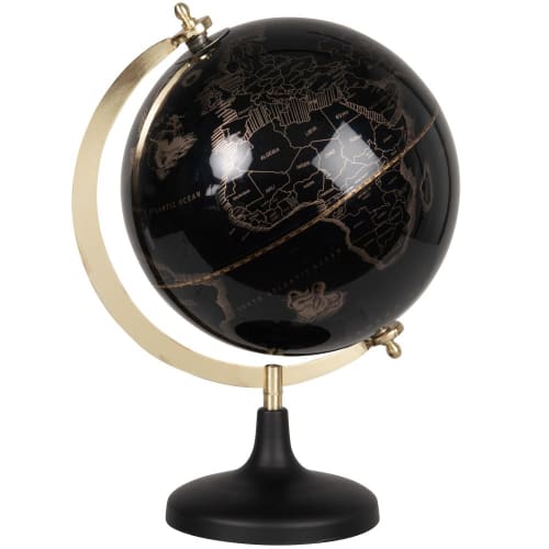 Globus mit Weltkarte in Schwarz und Gold