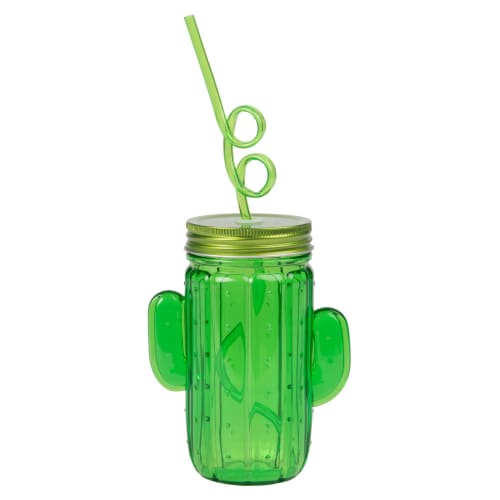 Tasse Apprentissage Bebe Relaxdays Gobelet En Lot De 4, Motif Cactus, Couvercle Et Paille Graduation 450 Ml Verre Pour Enfants Transparent 88865967 Paille Plastique