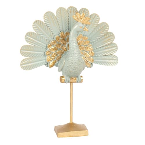 Decor Statuettes & figurines | Gold and green peacock ornament H25cm - MM14843