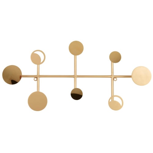 Gold-coloured metal moon and mirror-effect coat hook