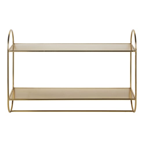 Gold-coloured metal wall-mounted shelving unit
