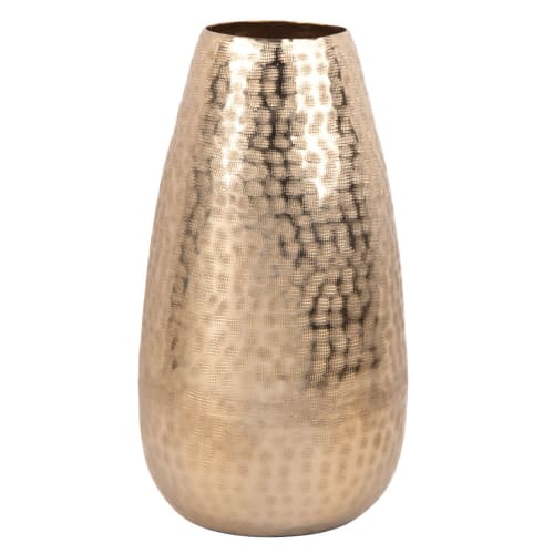 Decor Vases | Gold Hammered Aluminium Vase H31 - OP41239
