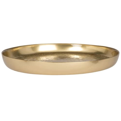Gold hammered-glass tray D35cm